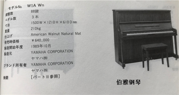 雅马哈 YAMAHA W1AWN W1ABIC 资料图